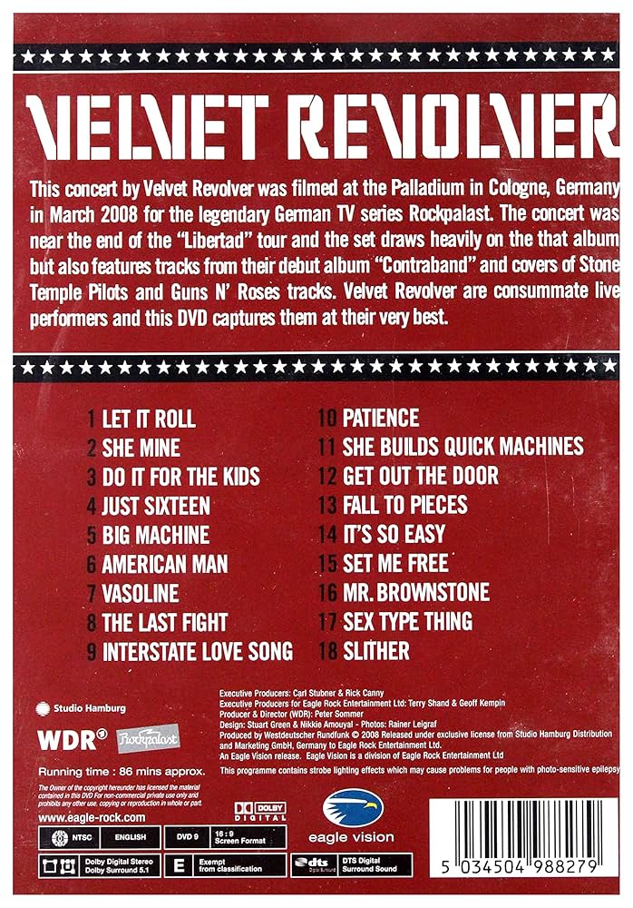 ヴェルヴェット・リヴォルヴァーレット・イット・ロール～ライヴ・イン・ジャーマニー Velvet Revolver: Let It Roll - Live In Germany : Amazon.pl